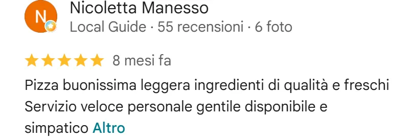 Recensione da Google del gennaio 2026, 5 stelle