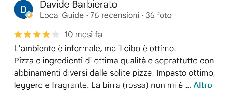 Recensione da Google del novembre 2025, 4 stelle