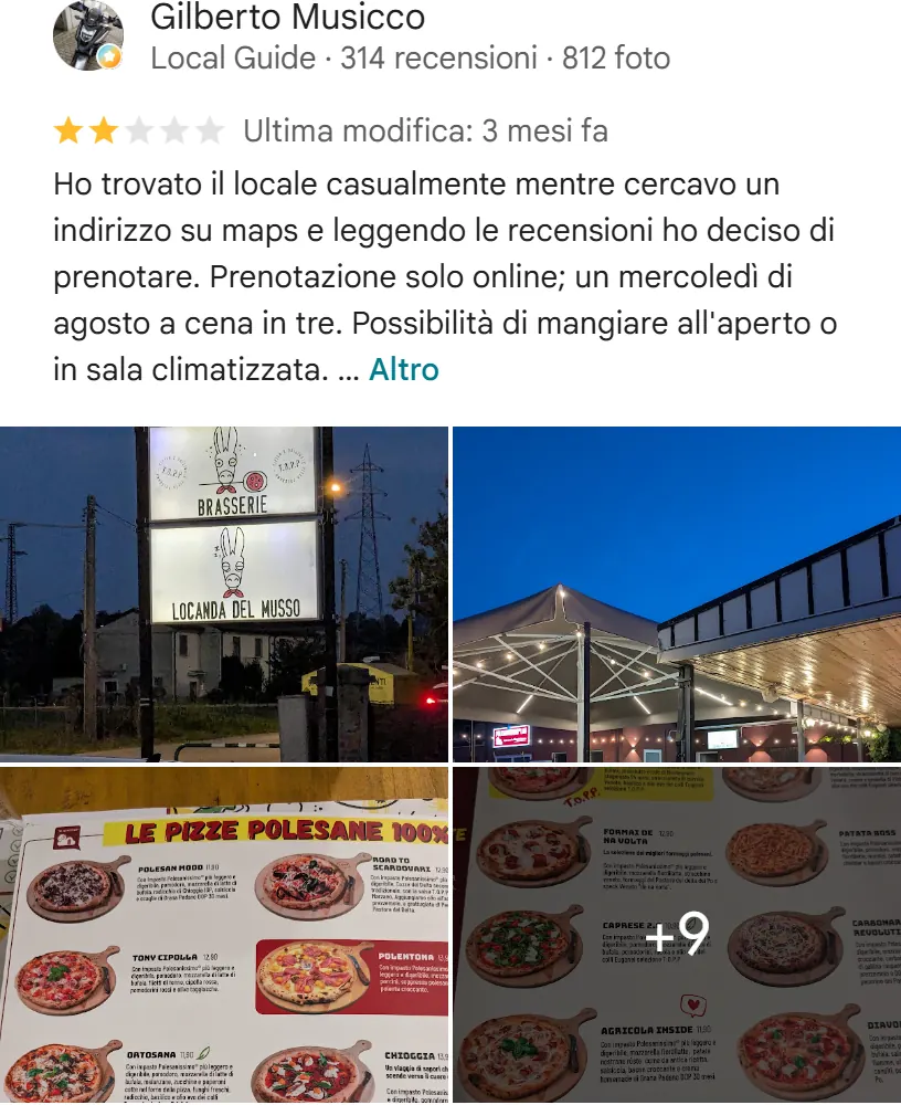 Recensione da Google del 13 agosto 2025, 2 stelle