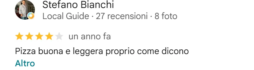 Recensione da Google del maggio 2025, 4 stelle