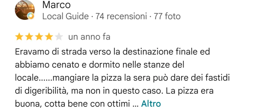 Recensione da Google del maggio 2025, 4 stelle