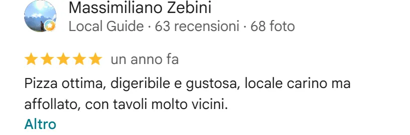 Recensione da Google del maggio 2025, 5 stelle