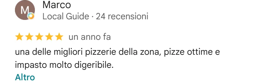 Recensione da Google del maggio 2025, 5 stelle