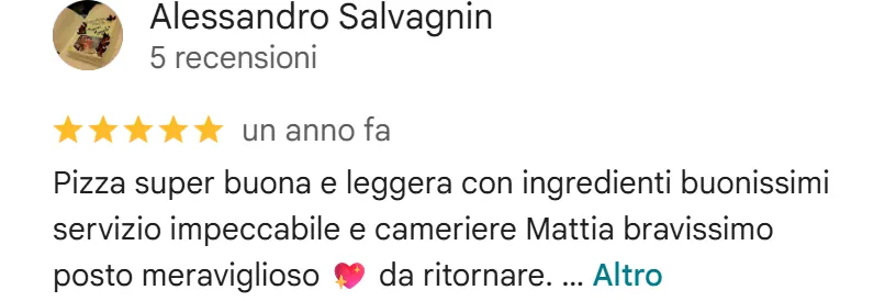 Recensione da Google del maggio 2025, 5 stelle