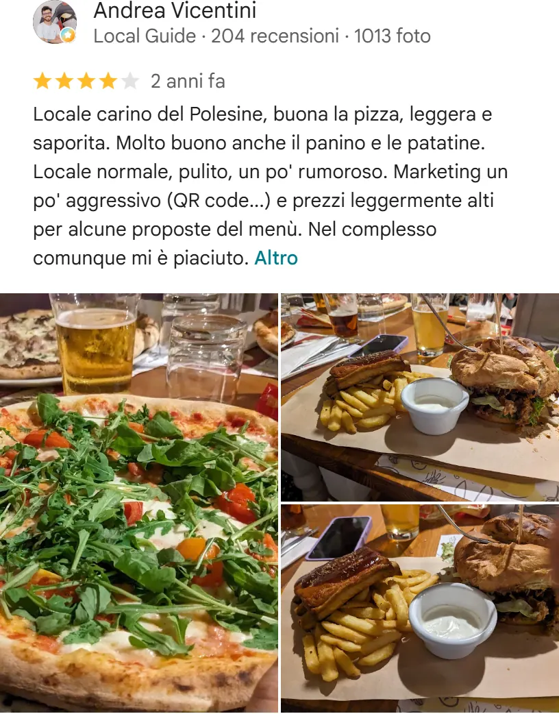 Recensione da Google del maggio 2024, 4 stelle