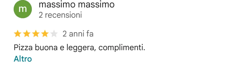 Recensione da Google del maggio 2024, 4 stelle